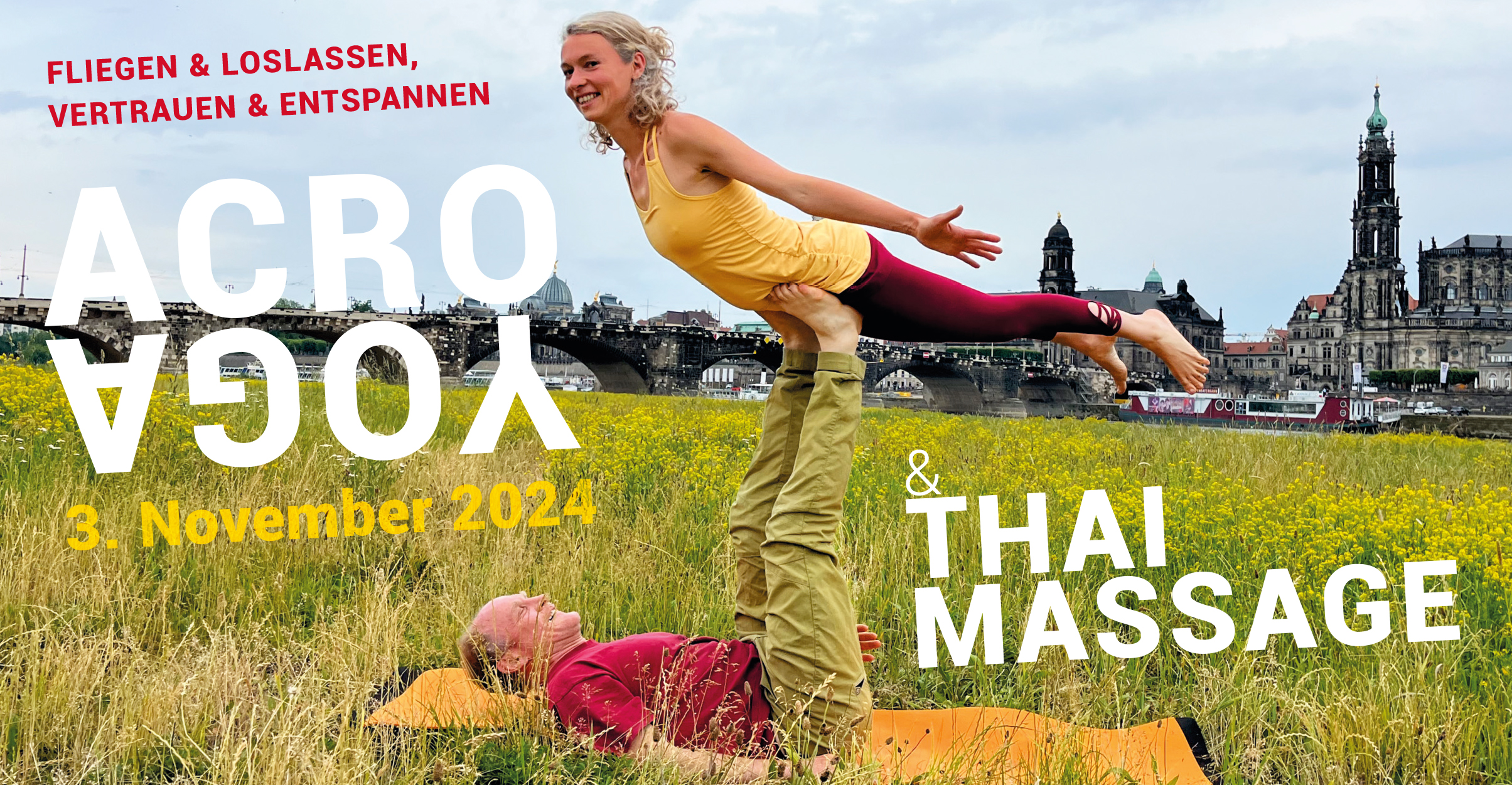 Acro Yoga & Thai Yoga Massage Workshop mit Peter Theeg & Nitya im golden yoga Dresden 2024