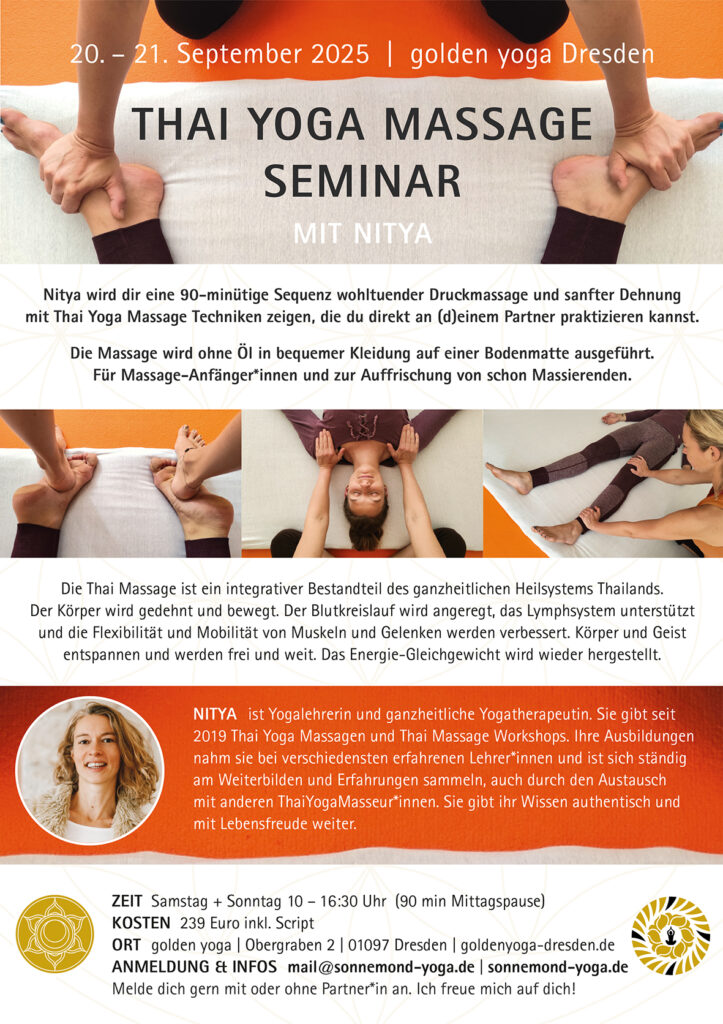 Thai Yoga Massage Seminar mit Nitya im golden yoga Dresden 2025