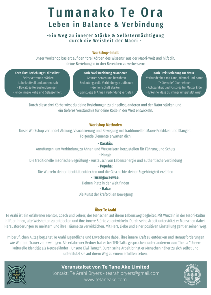 Flyer Tumanako Te Ora Dresden 04.07.2026 2